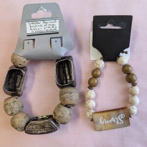 Women Jewelry Bracelet Set - Brown and Cream